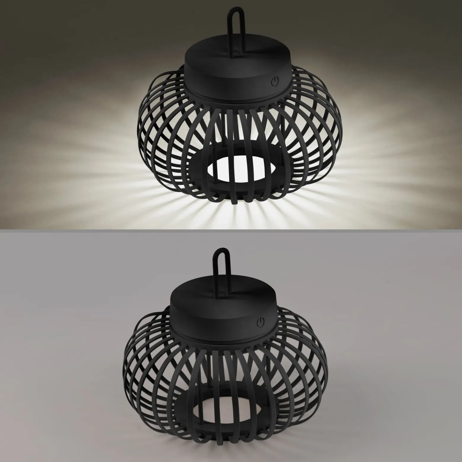 JUST LIGHT. LED-Akku-Tischleuchte Akuba schwarz 22 cm Bambus