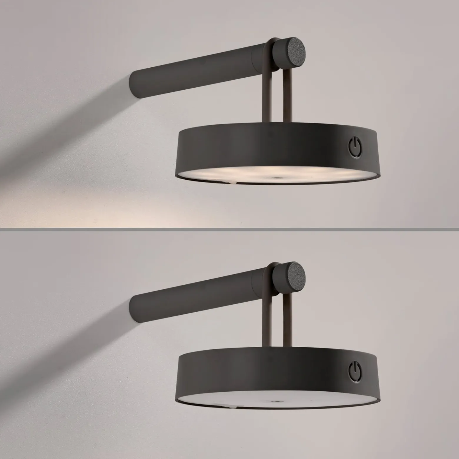 JUST LIGHT. LED-Akku-Wandlampe Arma, schwarz Kunststoff IP44
