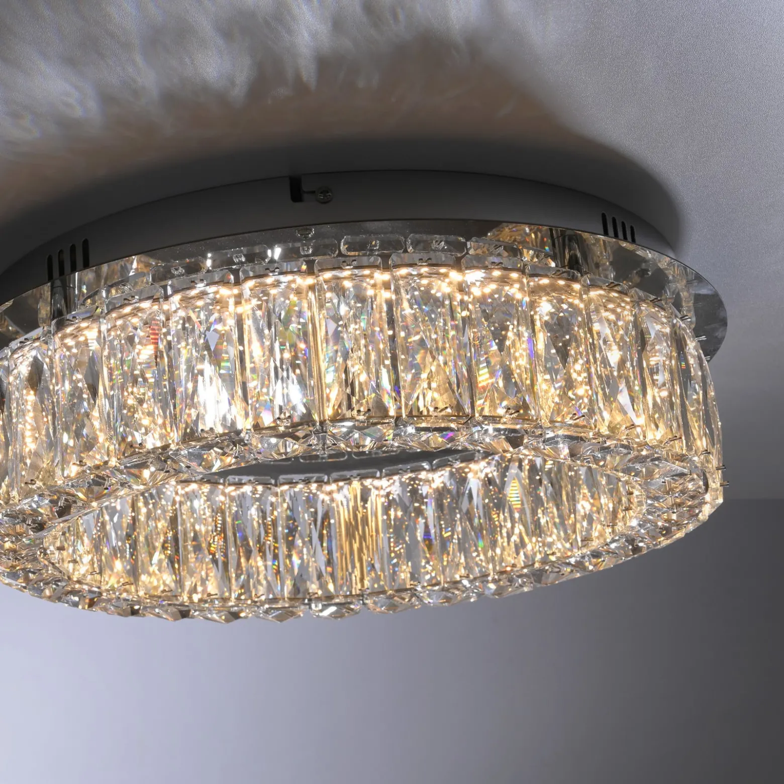 JUST LIGHT. LED-Deckenleuchte Kulunka, Eisen, Kristallglas