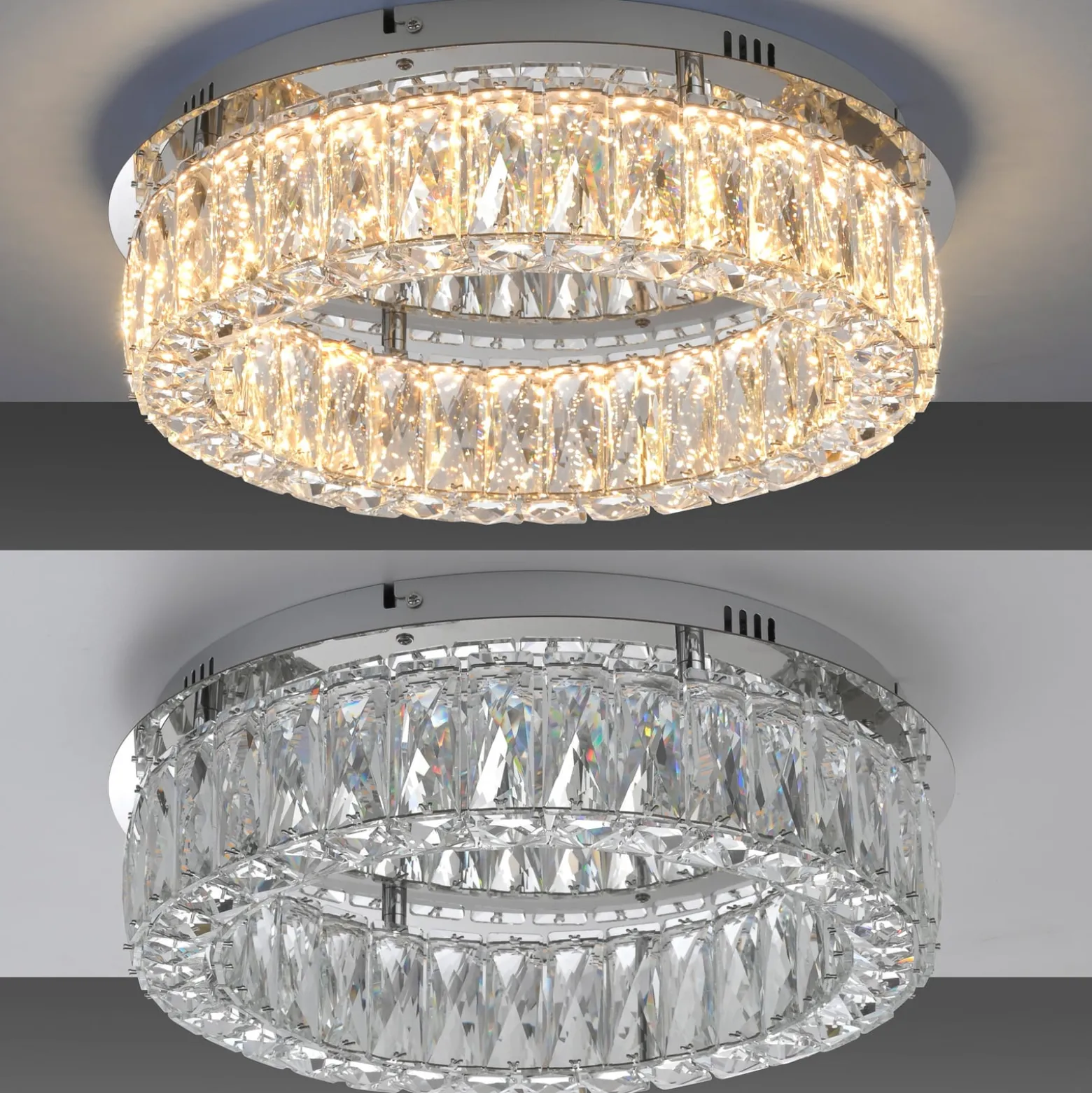 JUST LIGHT. LED-Deckenleuchte Kulunka, Eisen, Kristallglas