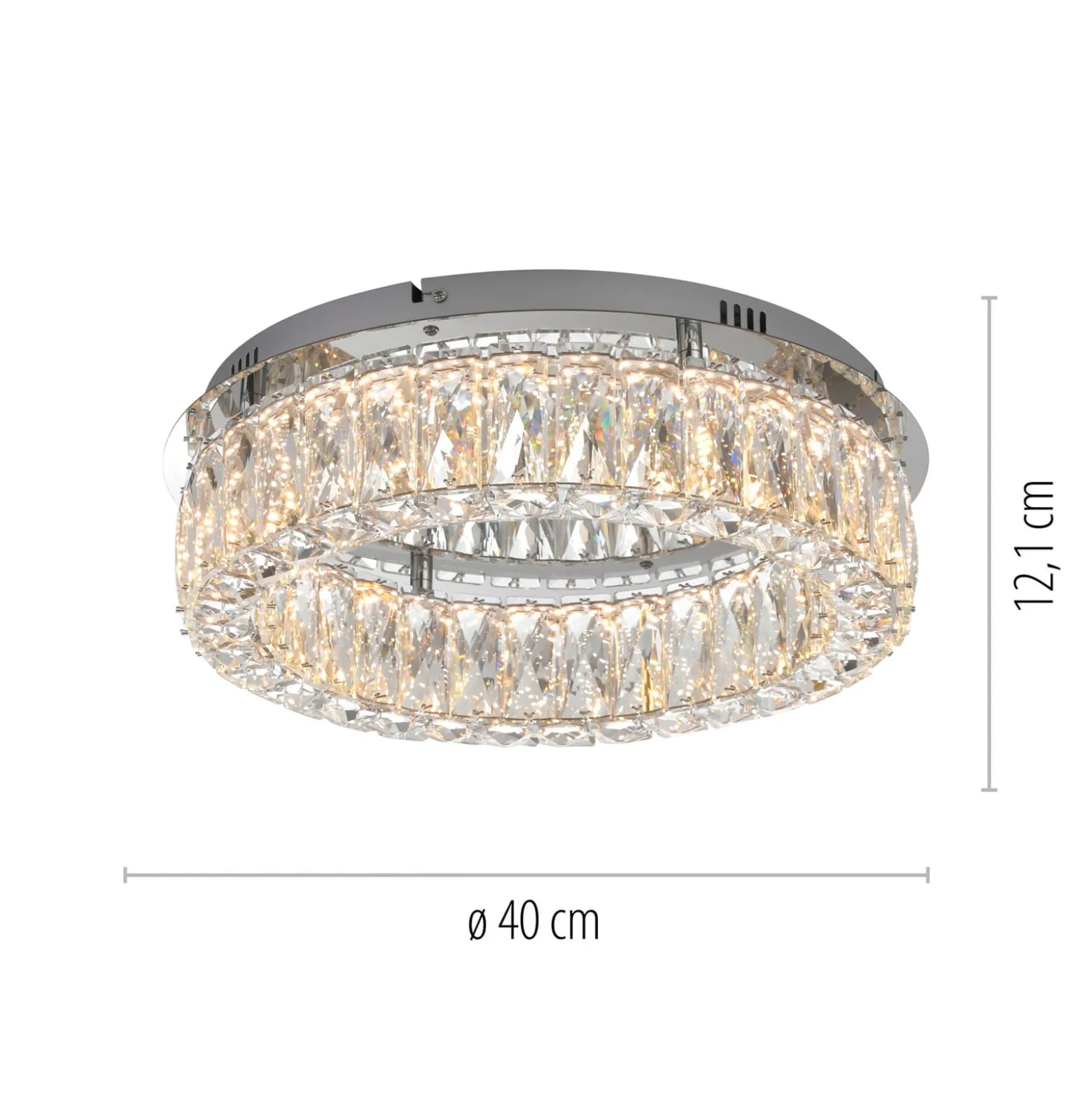 JUST LIGHT. LED-Deckenleuchte Kulunka, Eisen, Kristallglas