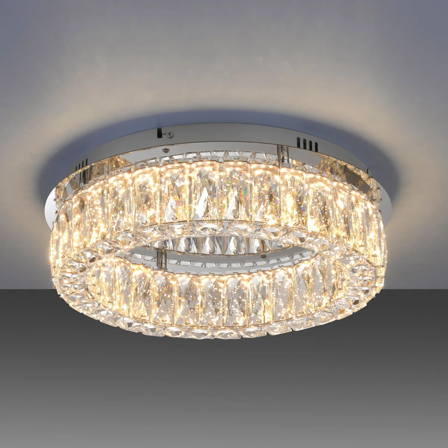 JUST LIGHT. LED-Deckenleuchte Kulunka, Eisen, Kristallglas