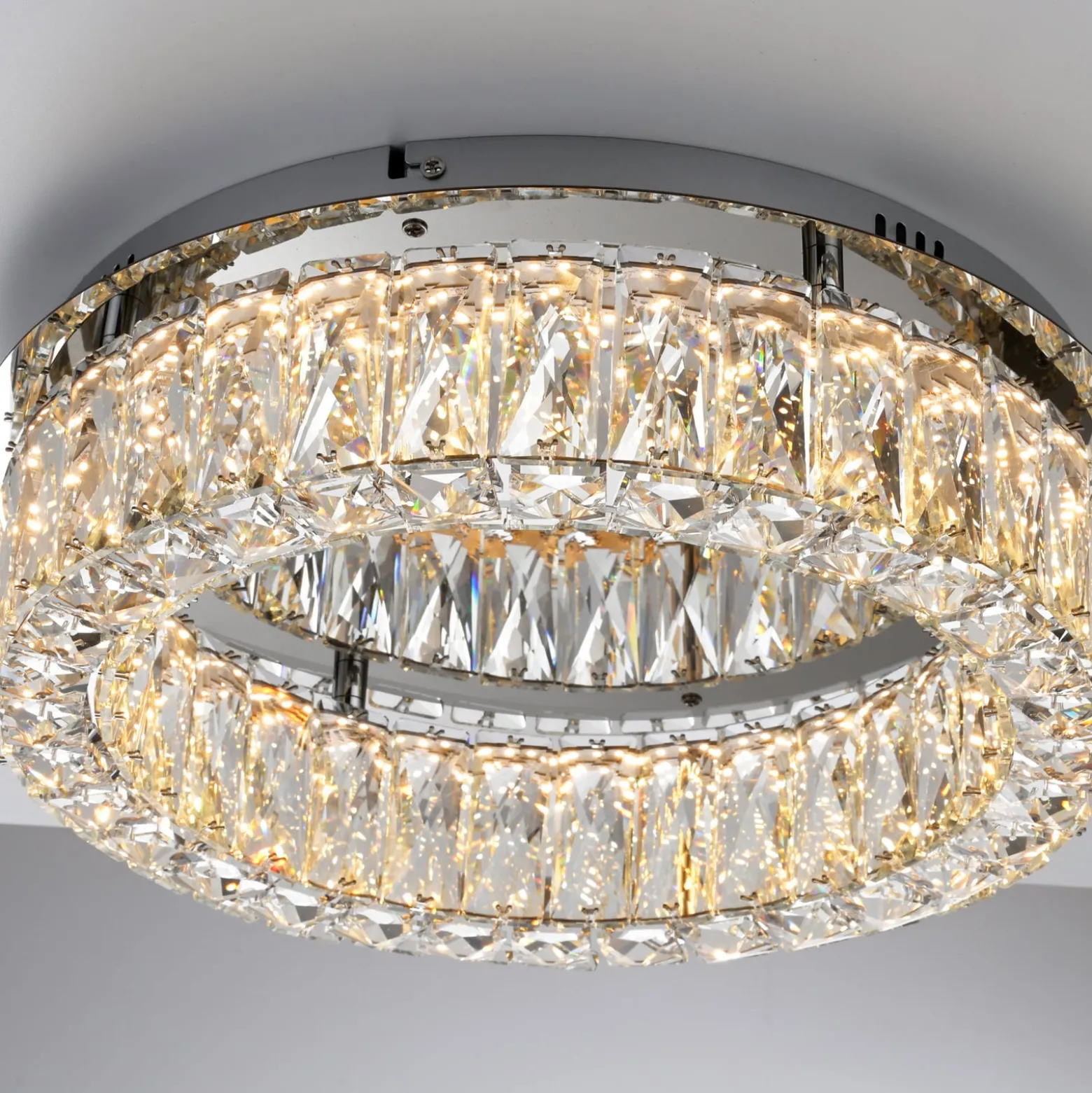 JUST LIGHT. LED-Deckenleuchte Kulunka, Eisen, Kristallglas
