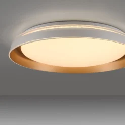JUST LIGHT. LED-Deckenleuchte Sati, Kunststoff, weiß/messing