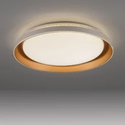 JUST LIGHT. LED-Deckenleuchte Sati, Kunststoff, weiß/messing