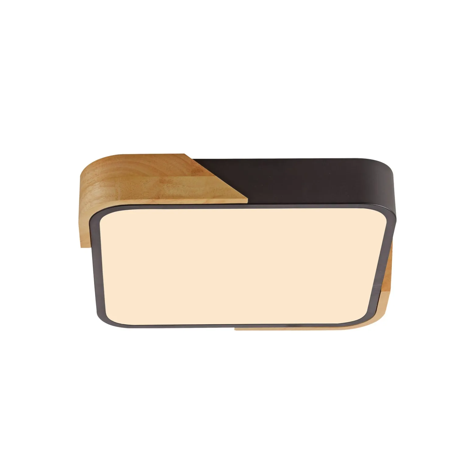 JUST LIGHT. LED-Deckenleuchte Bila, schwarz, 32x32 cm, Holz
