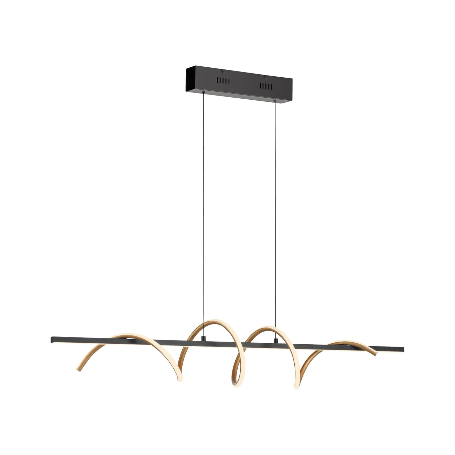 JUST LIGHT. LED-Hängeleuchte Emanda, Eisen, schwarz-messing