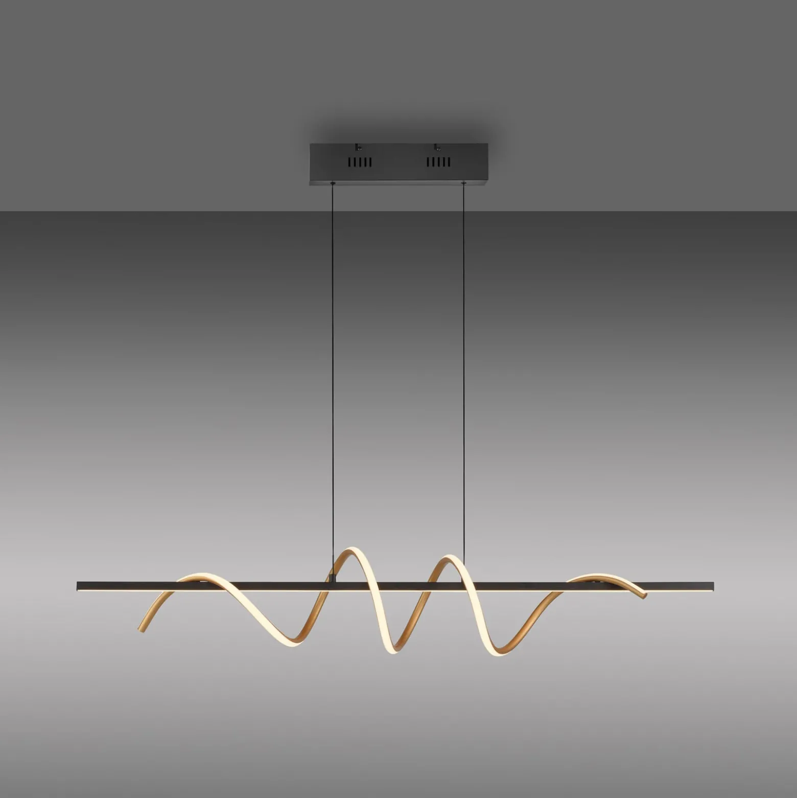 JUST LIGHT. LED-Hängeleuchte Emanda, Eisen, schwarz-messing