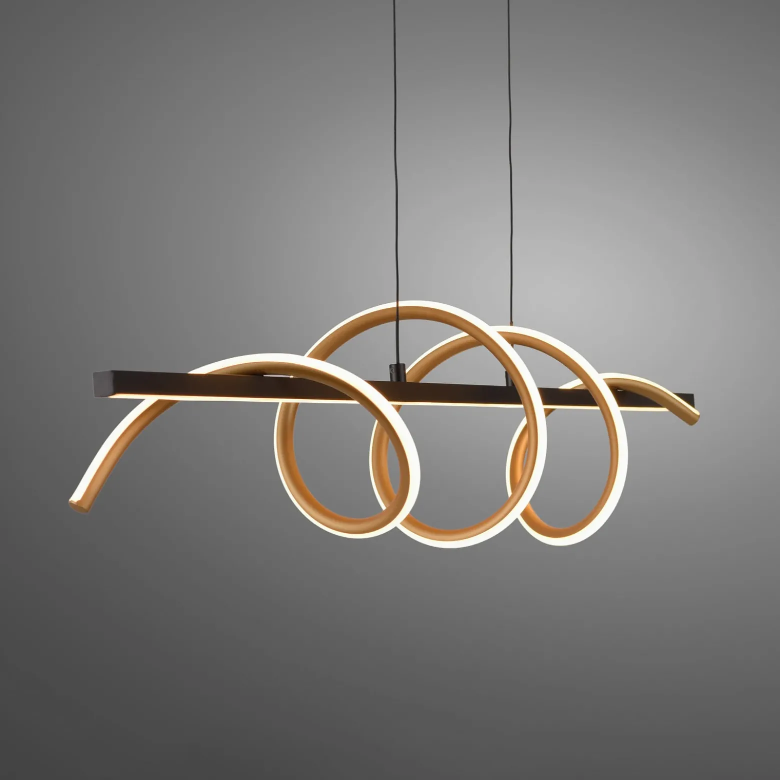 JUST LIGHT. LED-Hängeleuchte Emanda, Eisen, schwarz-messing