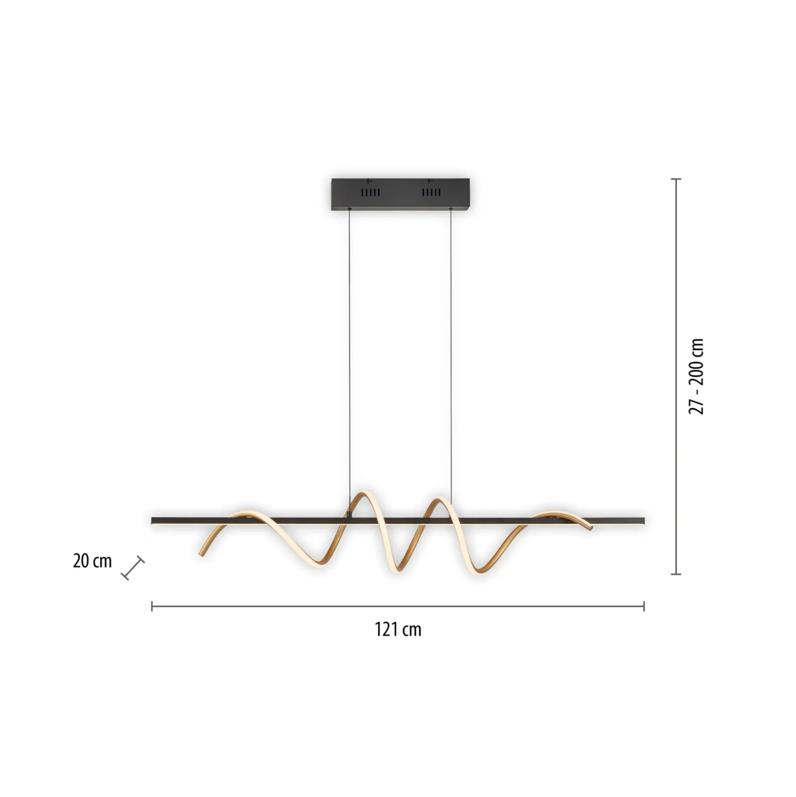 JUST LIGHT. LED-Hängeleuchte Emanda, Eisen, schwarz-messing