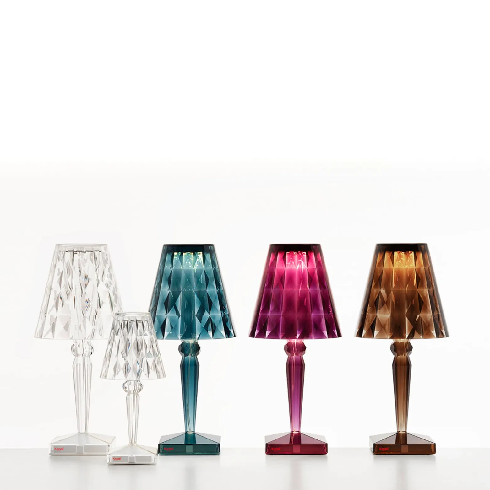 Kartell LED-Akku-Tischlampe Battery, 26cm, transparent, IP54