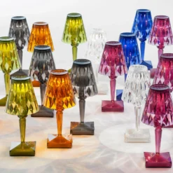 Kartell LED-Akku-Tischlampe Battery, 30 cm, rauchgrau, IP54