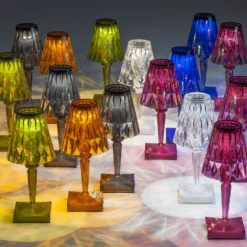 Kartell LED-Akku-Tischlampe Battery, 30 cm, rauchgrau, IP54