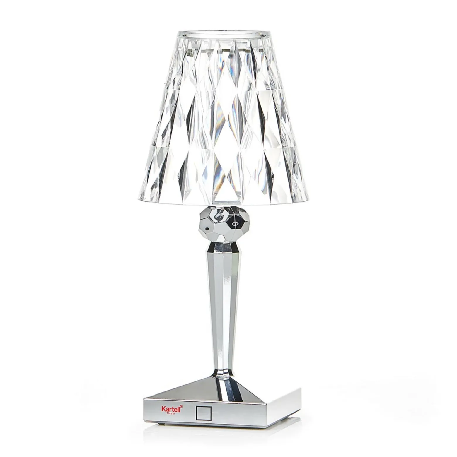 Kartell LED-Akku-Tischlampe Battery, 30cm, chromfarben, IP54