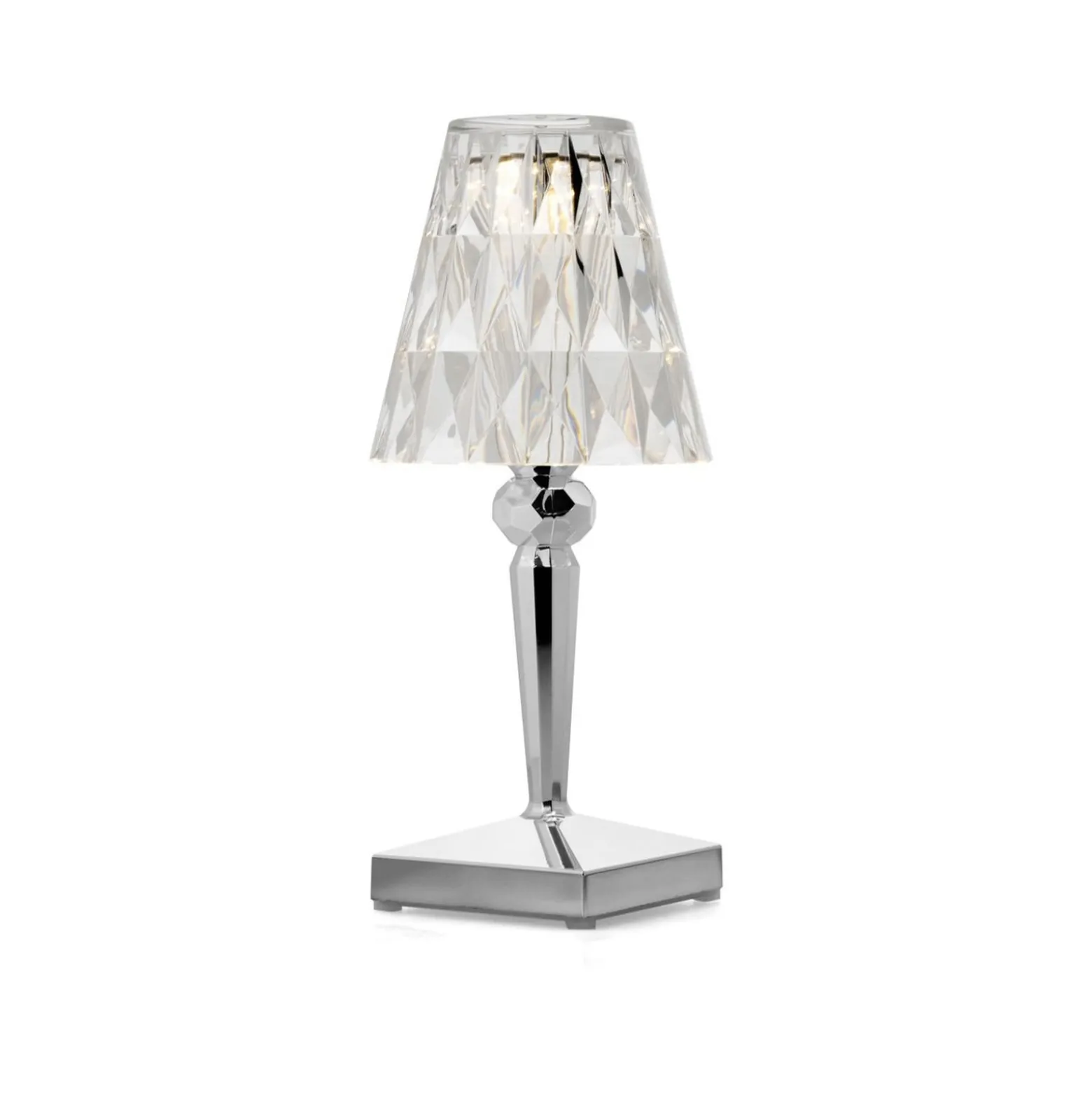 Kartell LED-Akku-Tischlampe Battery, 30cm, chromfarben, IP54