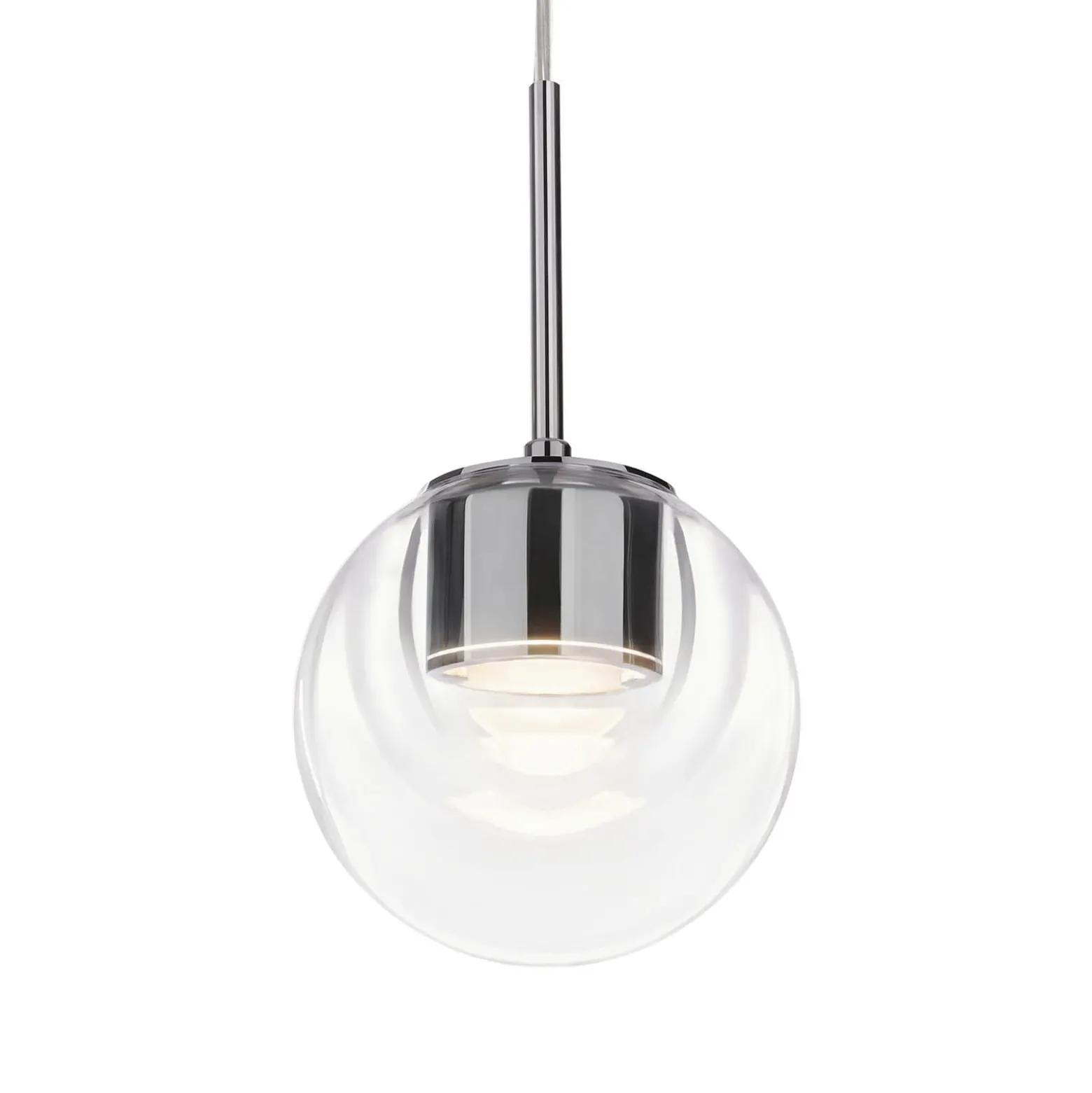 kdln LED-Hängelampe Dew, chromfarben, 1-flammig, Ø 11 cm