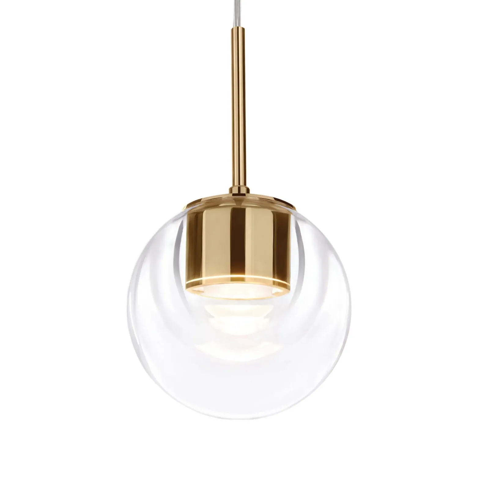 kdln LED-Hängelampe Dew, messingfarben, 1-flammig, Ø 11 cm