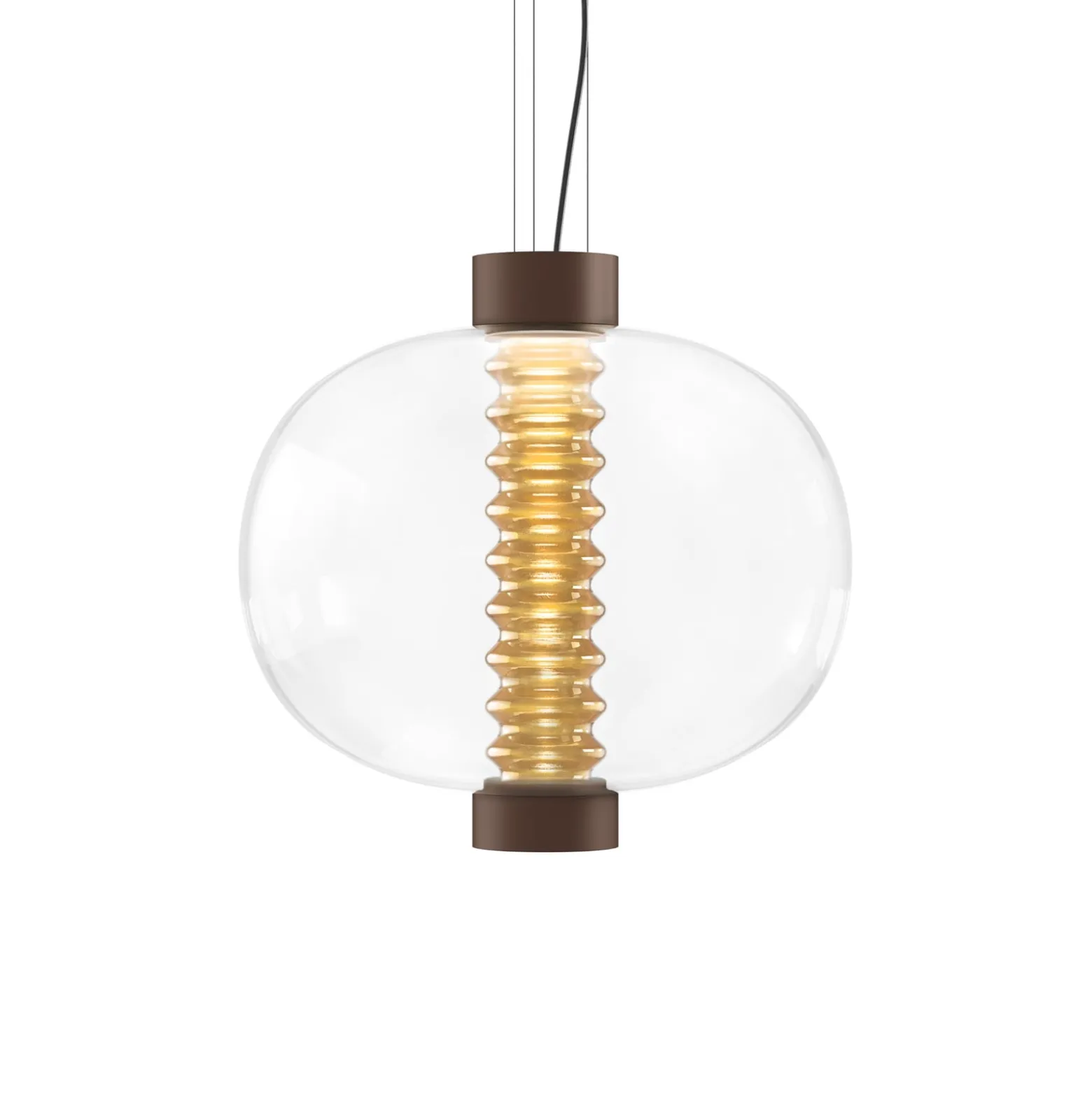 kdln LED-Pendelleuchte Bolha, amber, Ø 40 cm, Glas