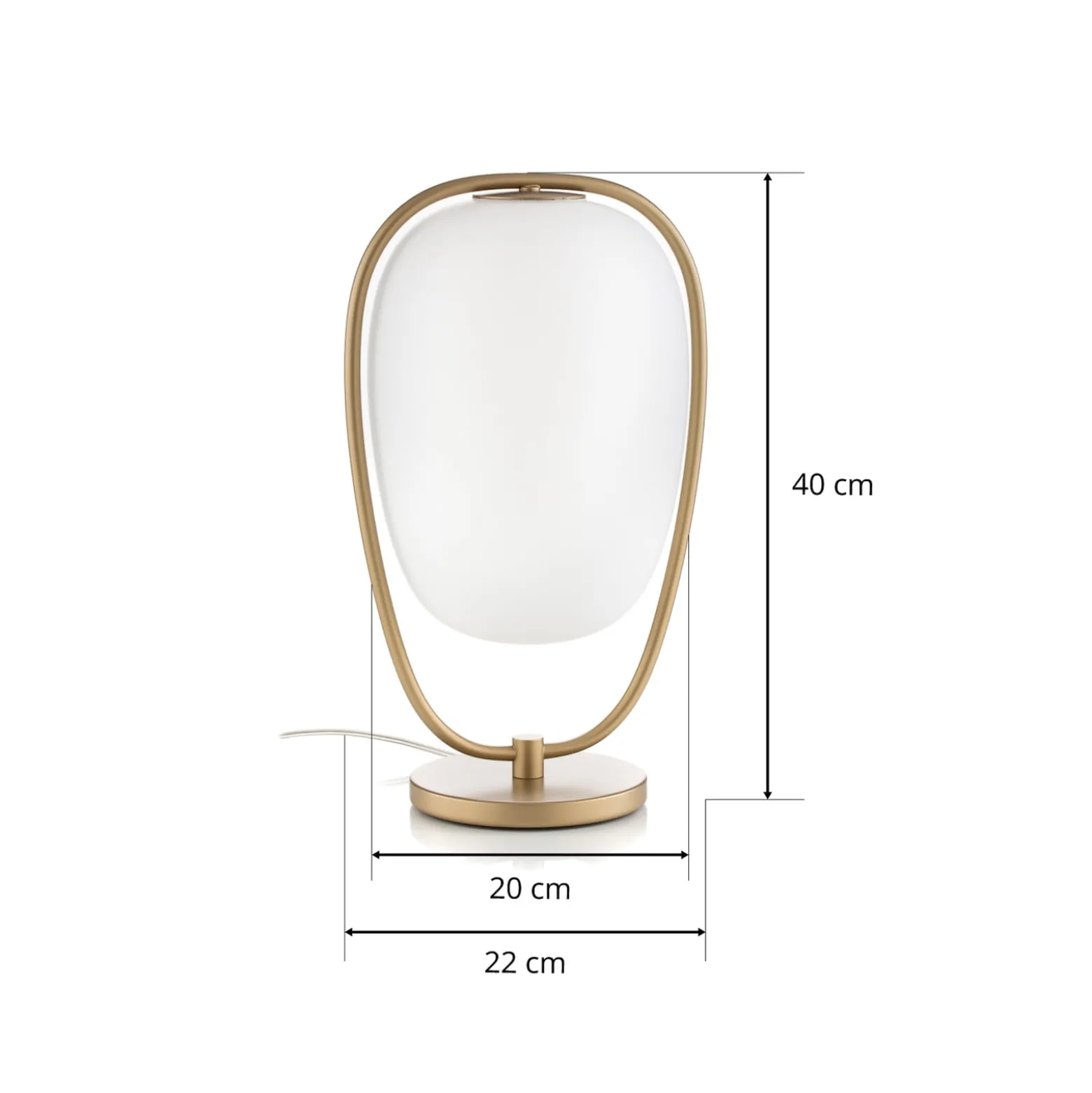 kdln Tischlampe Lannà, weiß/gold, Höhe 40 cm, Glas