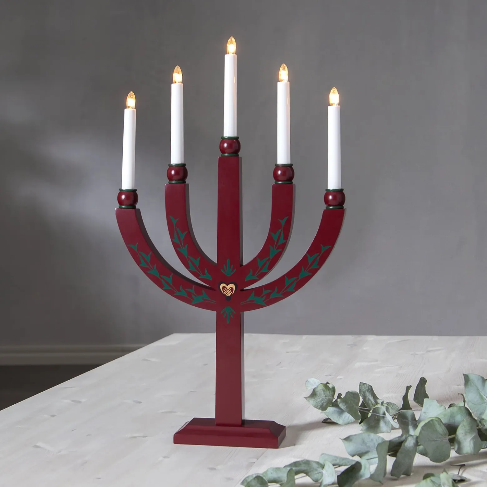 Kerzenleuchter Elias Tradition fünfflammig rot