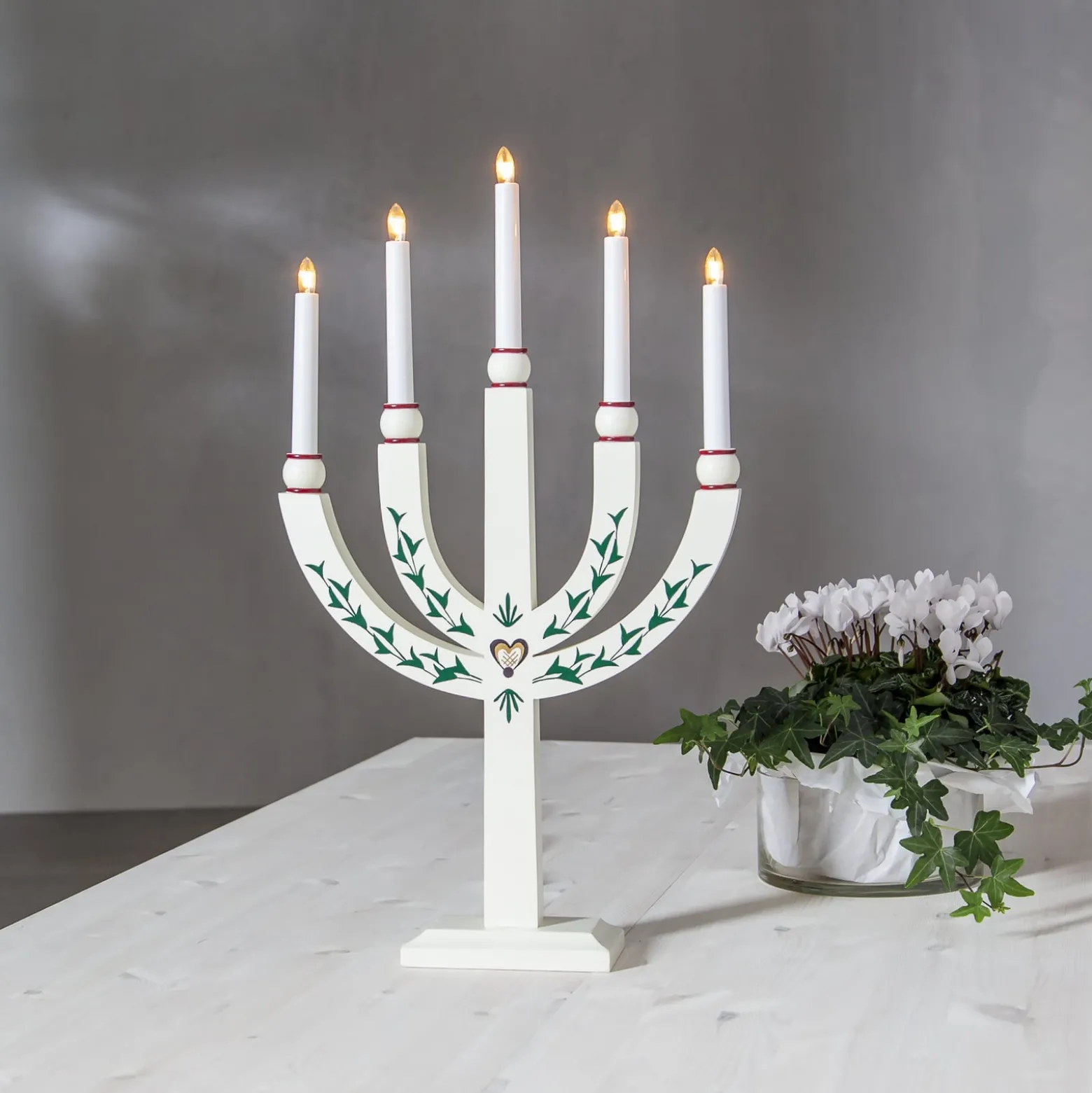 Kerzenleuchter Elias Tradition fünfflammig weiß
