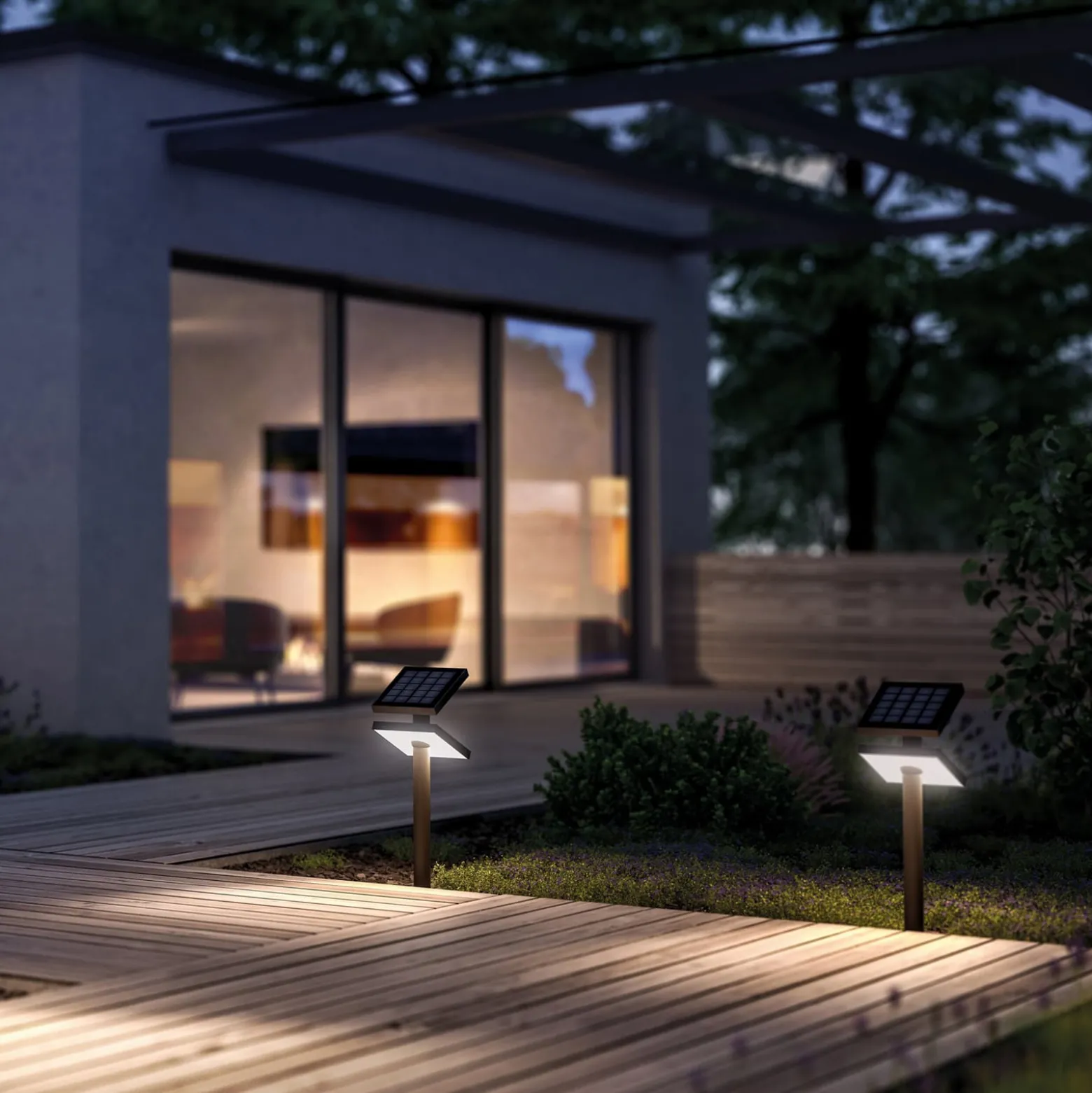 KLEWE LED-Solarlampe HELIOSTEPPER, anthrazit, Erdspieß, IP65