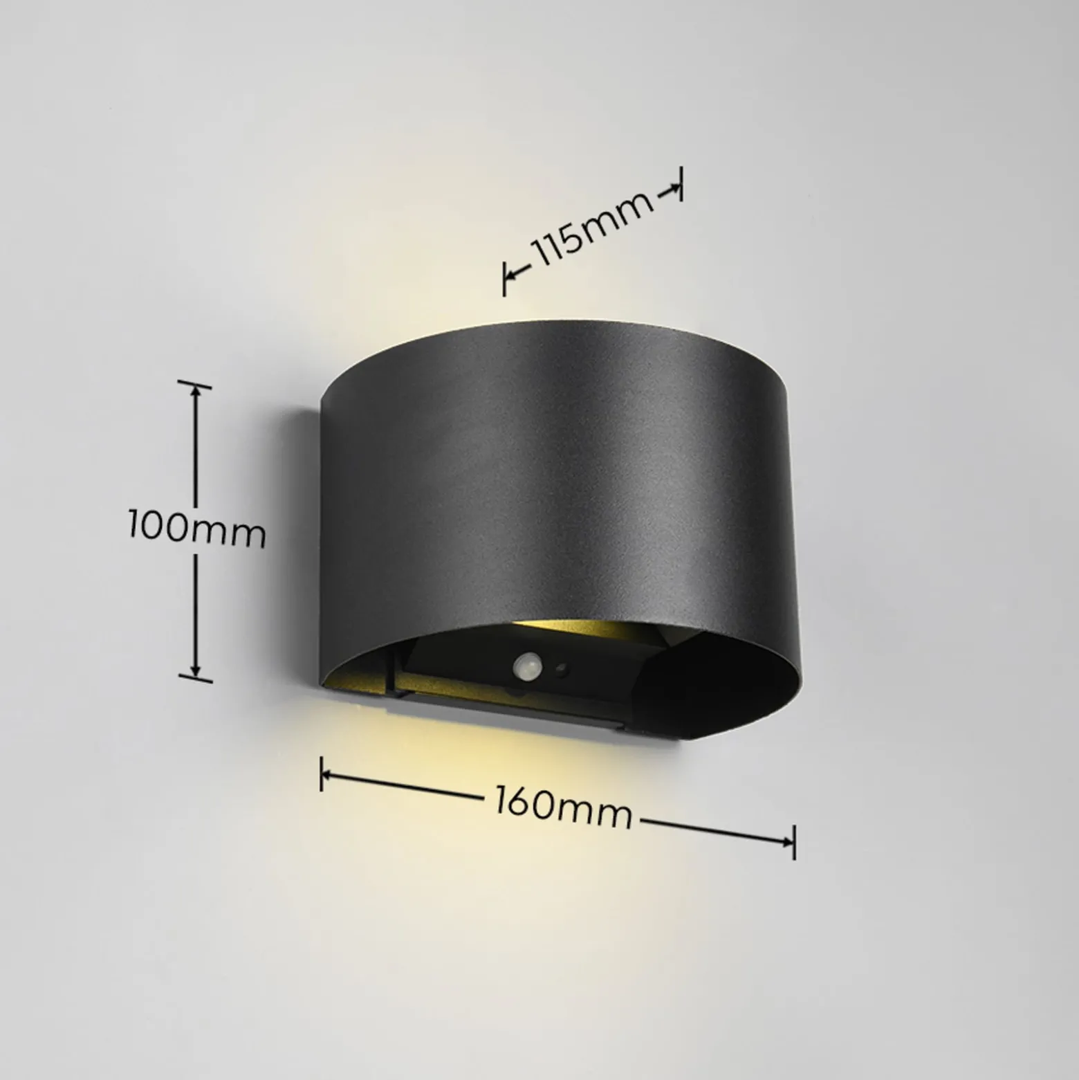 LED-Akku-Außenwandlampe Talent, schwarz, Breite 16 cm Sensor