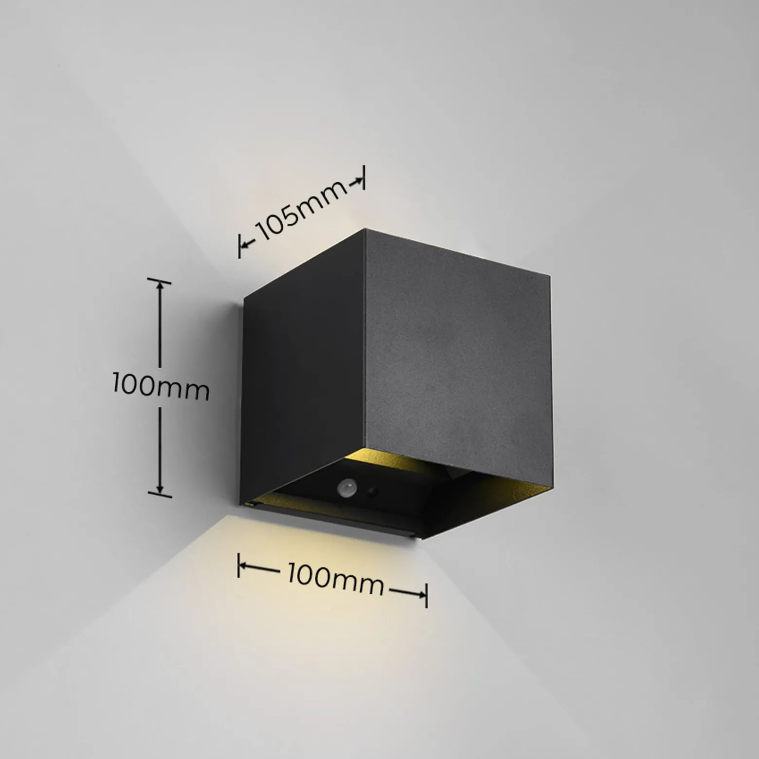 LED-Akku-Außenwandlampe Talent, schwarz, Breite 10 cm Sensor