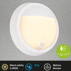 LED-Akku-Außenwandlampe 3785016 weiß Bewegungssensor Ø 17 cm