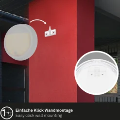 LED-Akku-Außenwandlampe 3785016 weiß Bewegungssensor Ø 17 cm