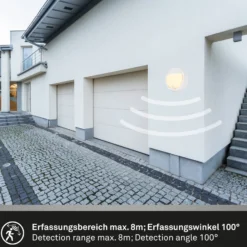 LED-Akku-Außenwandlampe 3785016 weiß Bewegungssensor Ø 17 cm