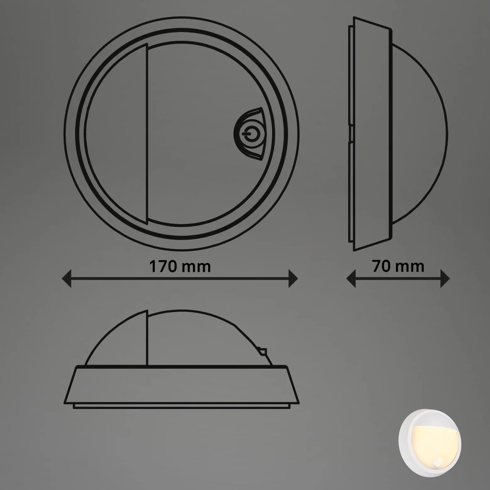 LED-Akku-Außenwandlampe 3784016, weiß, Touchdimmer, Ø 17 cm
