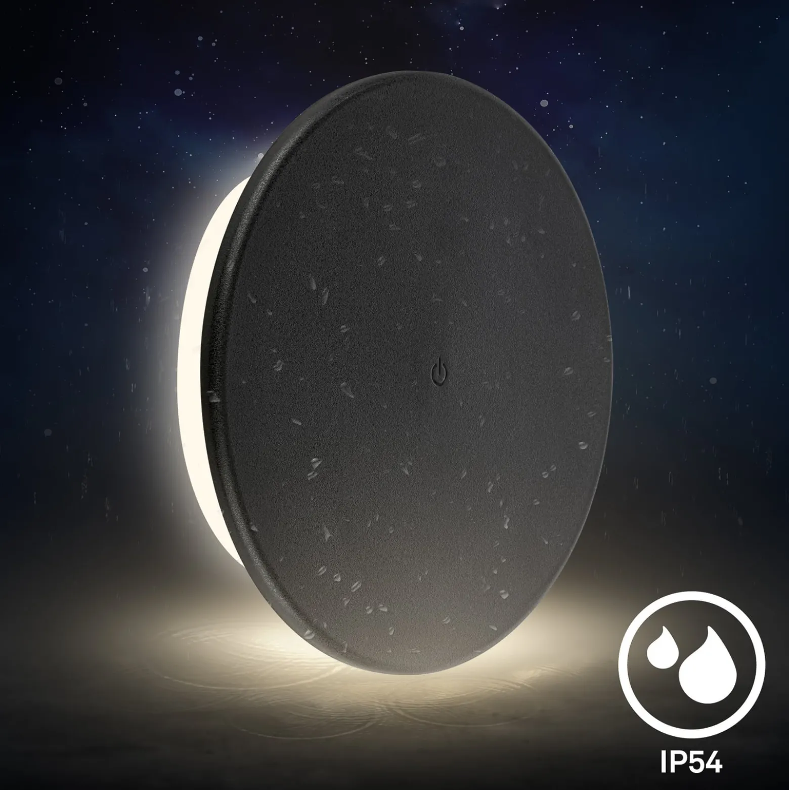 LED-Akku-Außenwandleuchte Aurora, schwarz, Touchdimmer, IP54