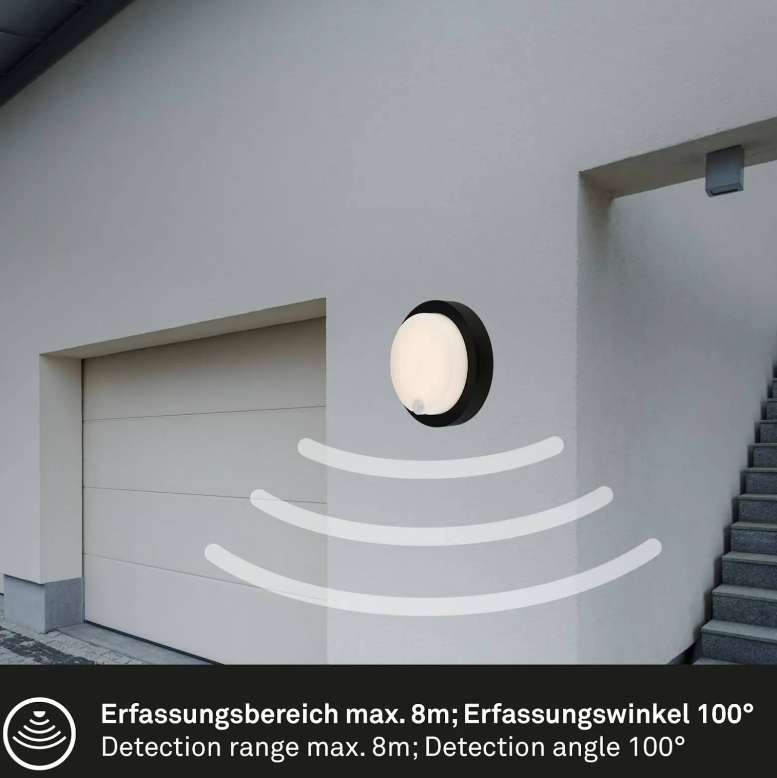 LED-Akku-Außenwandleuchte 3765015, Sensor, schwarz