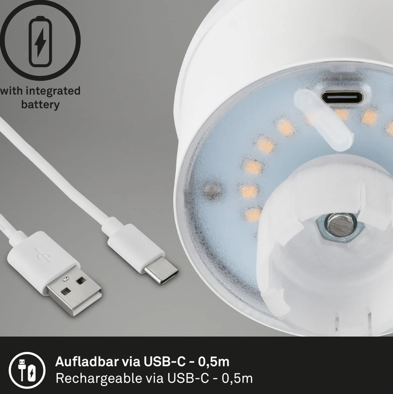 LED-Akku-Flaschenlicht IP44 mit Dimmer, schwarz