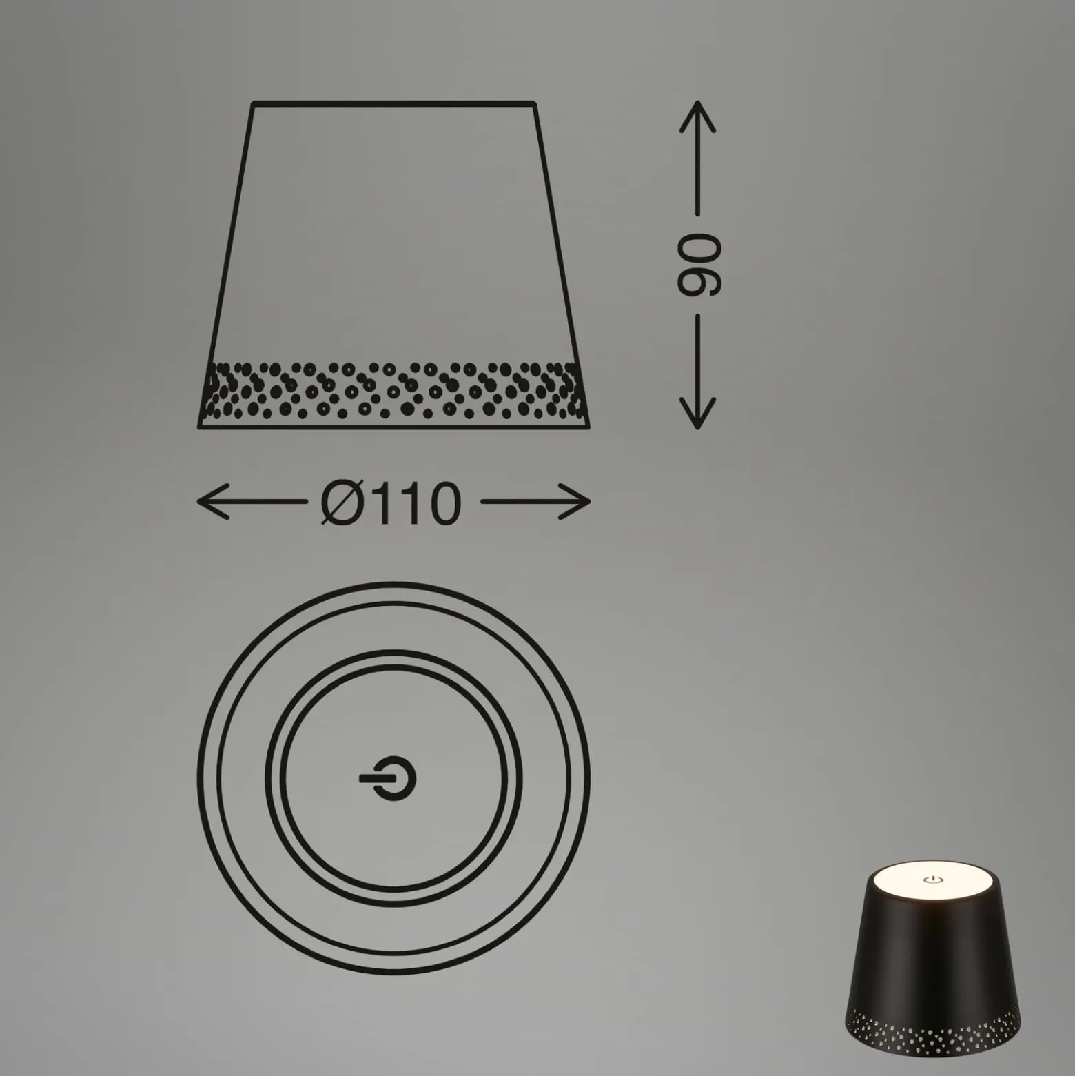 LED-Akku-Flaschenlicht IP44 mit Dimmer, schwarz