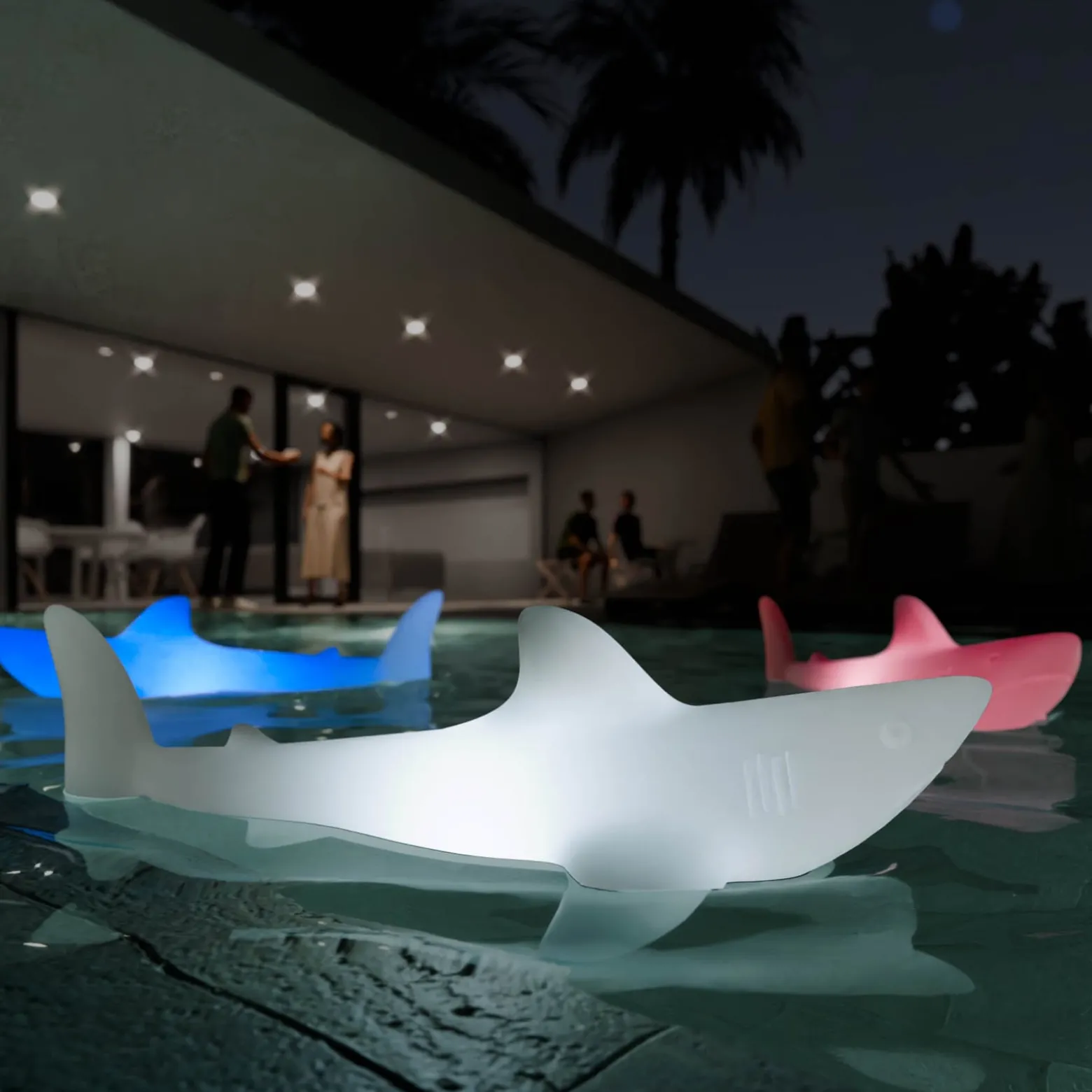 LED-Akkuleuchte BOBB the shark lamp, schwimmfähig, RGBW