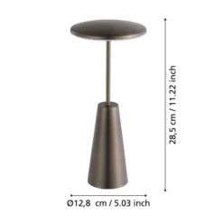 LED-Akkuleuchte Piccola, bronzefarben, Höhe 28 cm, IP54