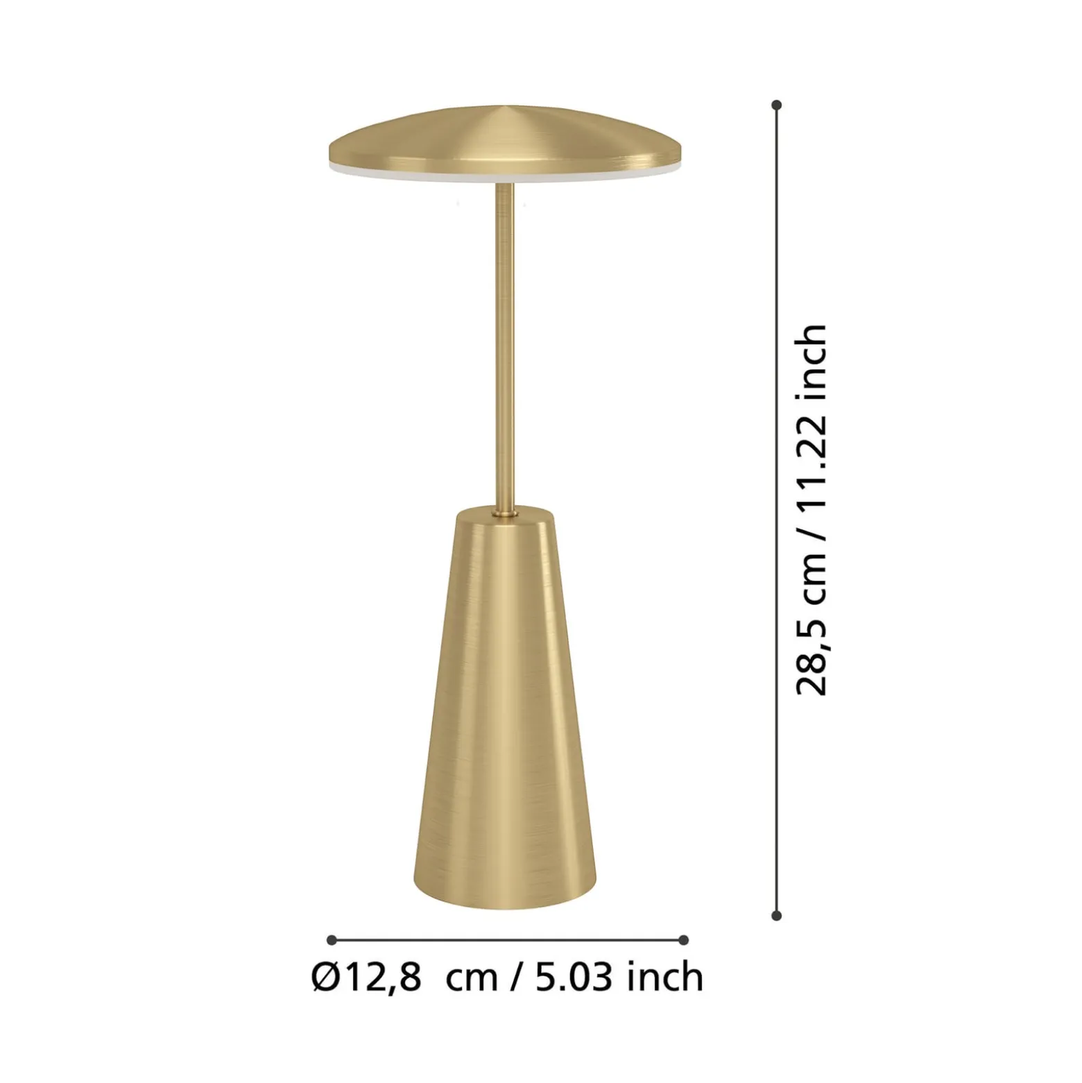 LED-Akkuleuchte Piccola, messingfarben, Höhe 28cm, IP54
