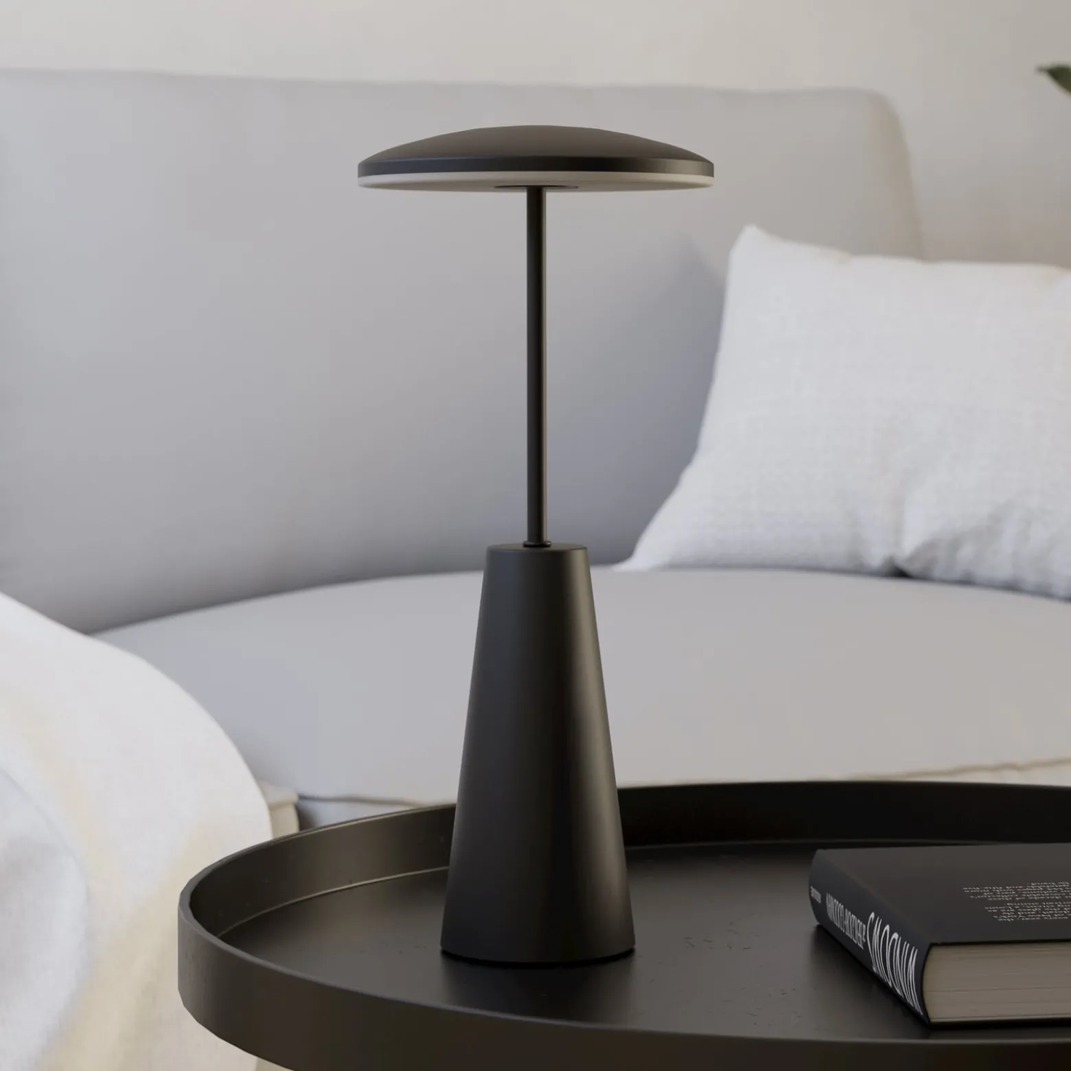 LED-Akkuleuchte Piccola, schwarz, Höhe 28cm, Metall, IP54