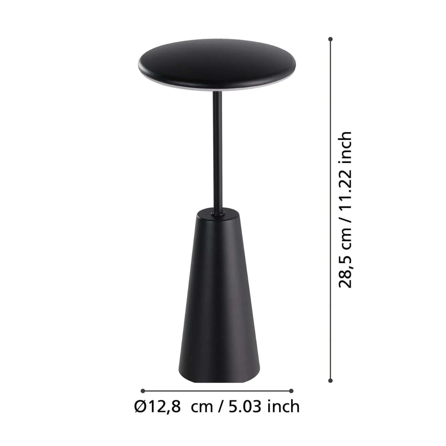 LED-Akkuleuchte Piccola, schwarz, Höhe 28cm, Metall, IP54