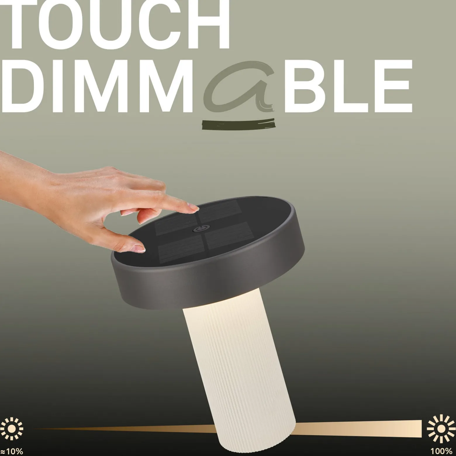 LED-Akku-Solar-Tischlampe Poga, altweiß/anthrazit, IP44