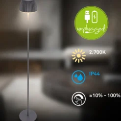 LED-Akku-Stehlampe Brilo unplugged Riffle, anthrazit