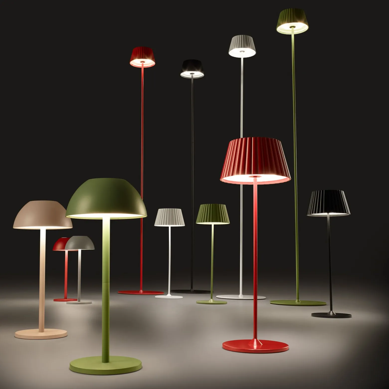 LED-Akku-Stehlampe Suarez, grün, Höhe 123 cm, Metall