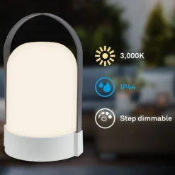 LED-Akku-Tischlampe ASA BIG, hellgrau/anthrazit, 24 cm, IP44