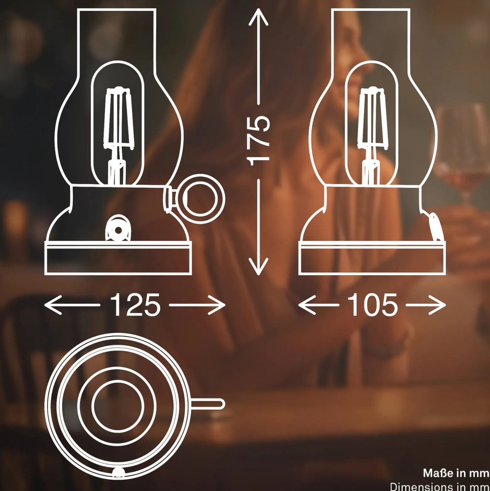 LED-Akku-Tischlampe Brilo unplugged Kanea, anthrazit, 18 cm
