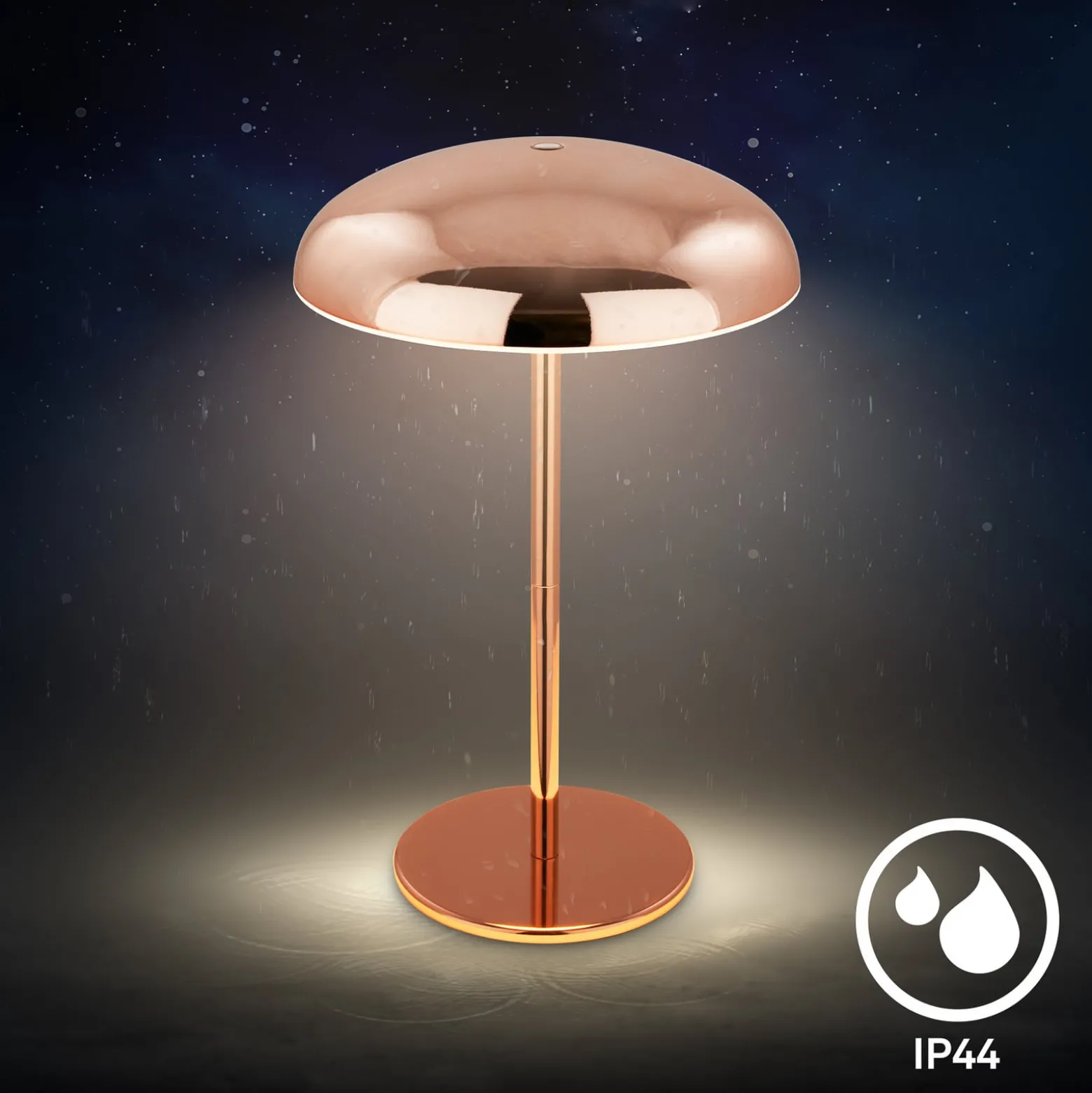 LED-Akku-Tischlampe Brilo unplugged Caxa 30 cm, kupferfarben