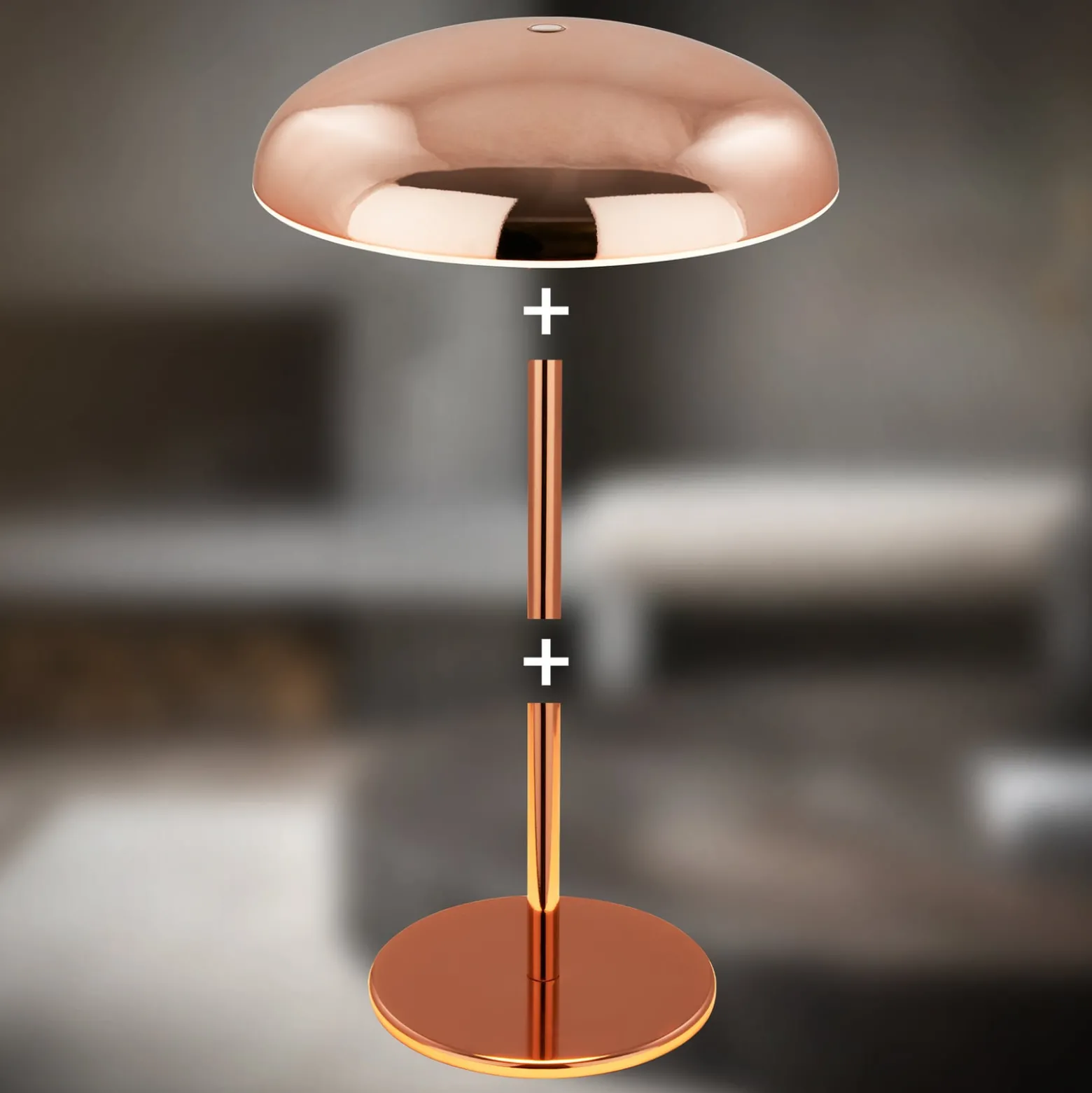 LED-Akku-Tischlampe Brilo unplugged Caxa 30 cm, kupferfarben