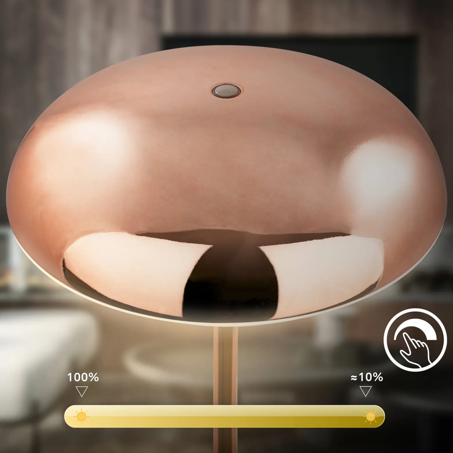 LED-Akku-Tischlampe Brilo unplugged Caxa 30 cm, kupferfarben