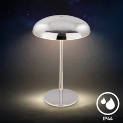LED-Akku-Tischlampe Brilo unplugged Caxa 30 cm, chrom